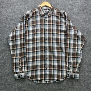 Patagonia Shirt Mens‎ Medium Brown Long Sleeve Organic Cotton Plaid Button